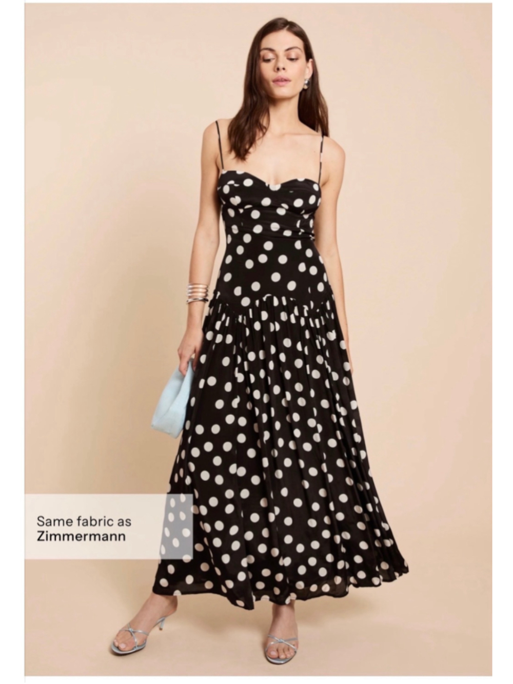 Women's Few Moda Black and White Polka Dot Maxi Dress Sz 6